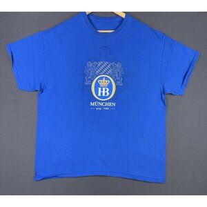 Vintage Y2K Hofbrauhaus Munchen Beer Bavarian Promo Drink Alcohol XL Blue T